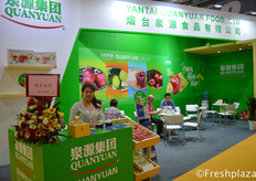 Alice Liu from Quanyuan Modern Agriculture (Group) Limited by Share Ltd. Specialised in growing, packing, marketing and exporting fruits, mainly apples, pears, peaches, cherries, grapes and garlic. Their products have been sold to Southeast Asia, Middle East, Europe and Canada as well as domestic supermarkets such as Walmart, Carrefour, etc.来自泉源农业（集团）股份有限公司的经理刘军萍。该公司专业从事水果的种植、加工、销售和出口，主要经营苹果、梨、桃、樱桃、葡萄和大蒜。产品远销东南亚、中东、欧洲、加拿大等国家和沃尔玛、家乐福等国内超市。